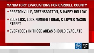 Evacuations issued for parts of Carroll County due to flooding