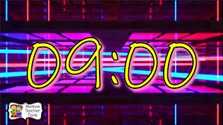9 Minute Neon Countdown Timer with Music and Alarm