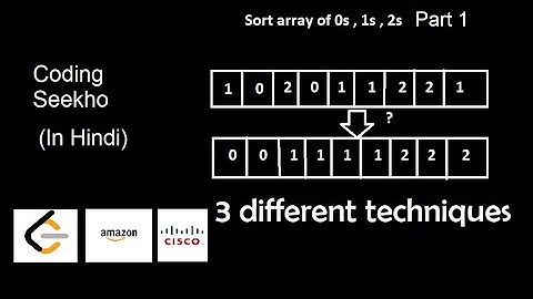 Sort an array of 0s, 1s and 2s - Part 1 (Hindi)
