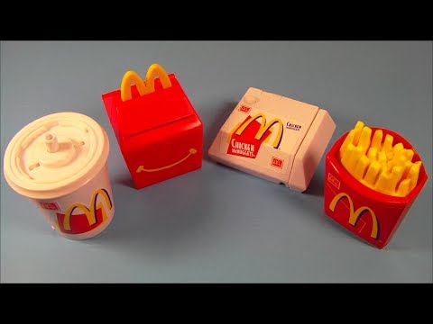1999 FOOD FOOLERS SET OF 4 McDONALDS HAPPY MEAL FAST FOOD COLLECTIBLES VIDEO REVIEW