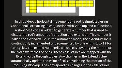 Simulation of Motion in Excel Using Conditional Formatting, Vlookup and IF functions (Part 1)