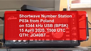 Number Station, Poland, P03k on 5344 kHz USB (BPSK), 15 April 2020, 1500 UTC