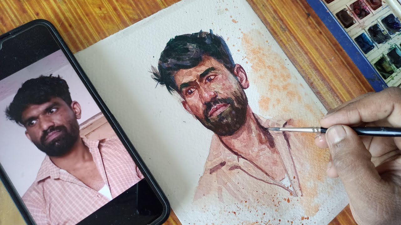 INDIAN WATERCOLOR PORTRAIT PAINTING| STEP-56|SKETCH|  RANJITARTT