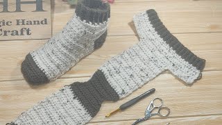 سليبر كروشيه قمر من سهوله حتعمليه لعيلتك كلها easy crochet slipper with subtitles