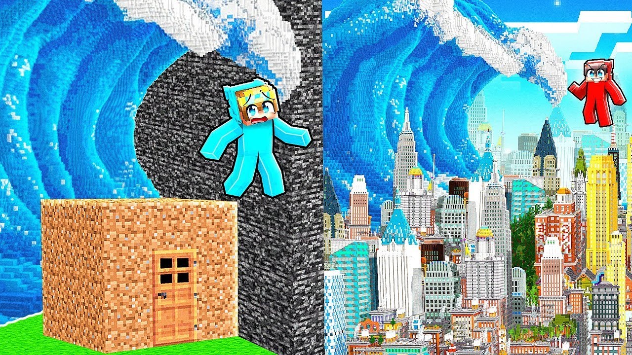 Trial for Cash (YouTuber) 10 Seconds vs 1 Hour TSUNAMI Build Challenge!