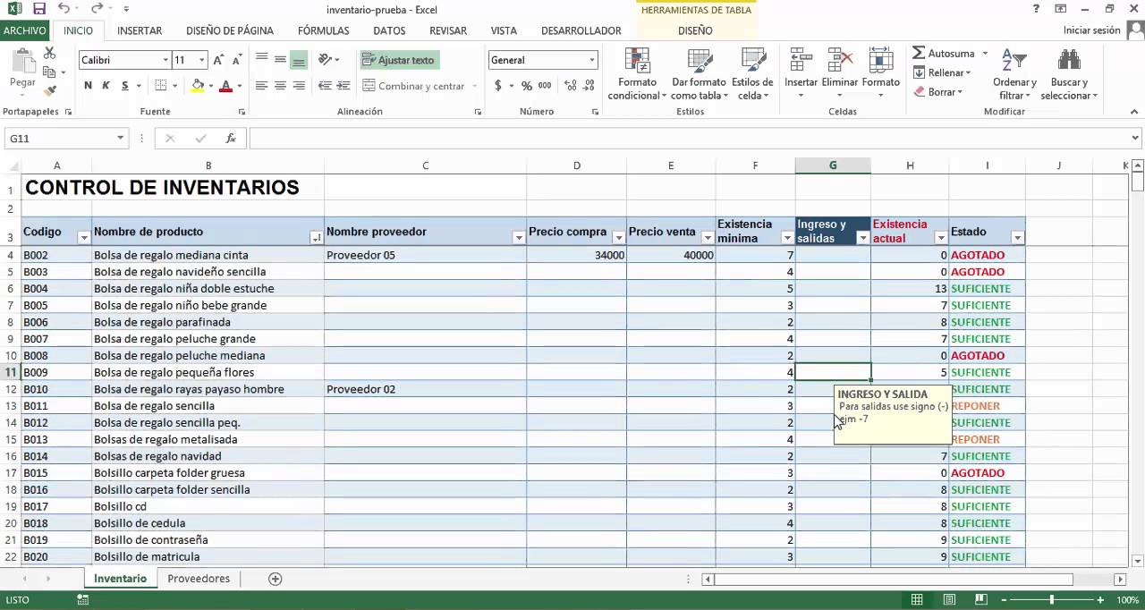 Como hacer un inventario en excel