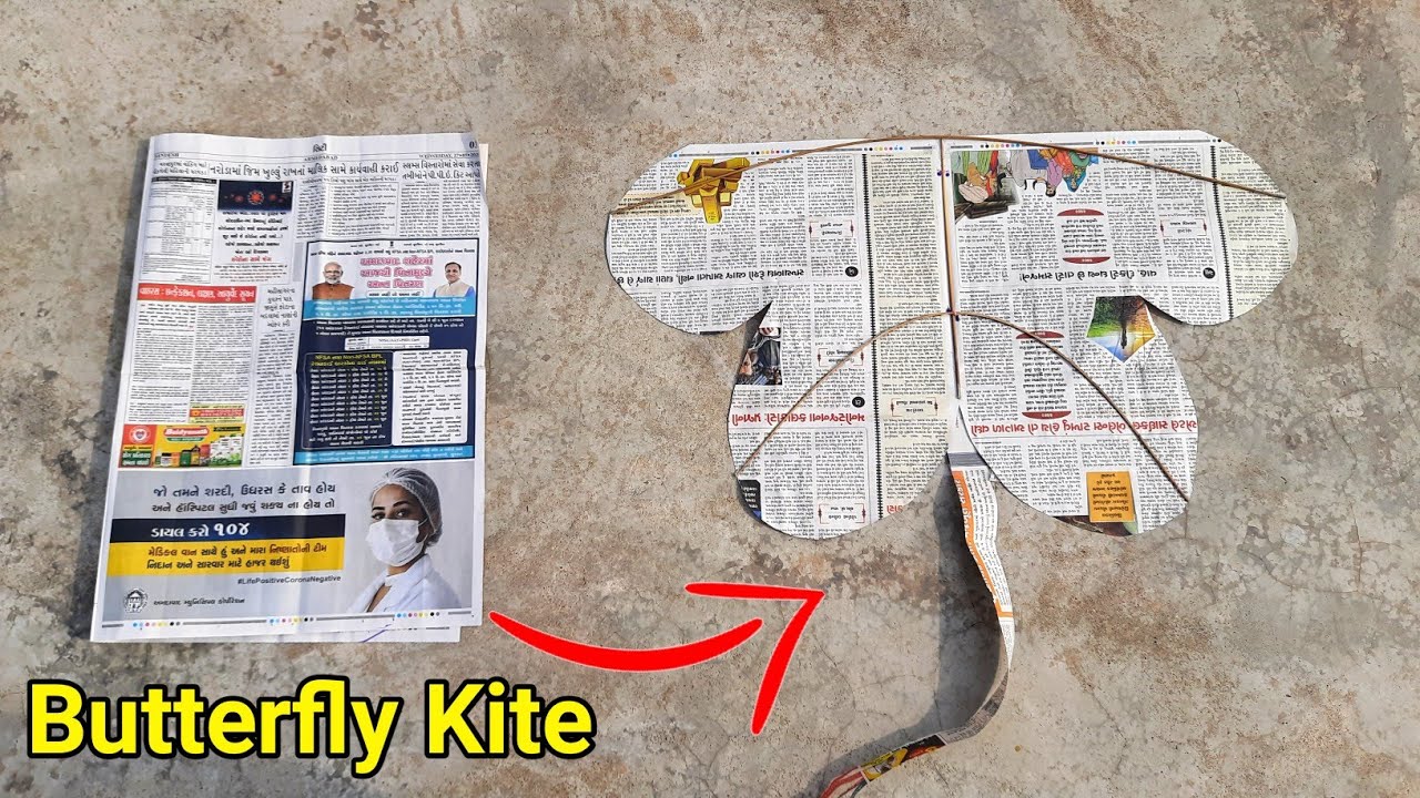How to make butterfly kite from Newspaper Newspaper kite making, how