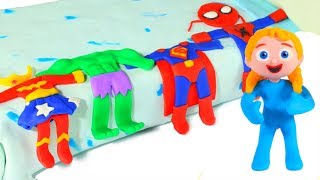 FUNNY KIDS HAVE SUPERHERO COSTUMES ❤ Play Doh Cartoons For Kids
