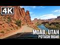 4K Driving Under Giant Red Rock Cliffs! 🌵 Potash Road, Moab [4K Hood POV]