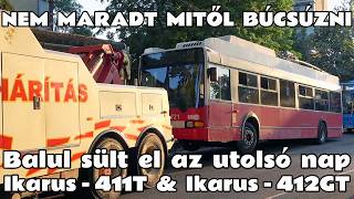 2026.06.19. Balul elsült Ikarus trolibúcsú. Pannácska elektromos, a GT futóműhibával feküdt meg.