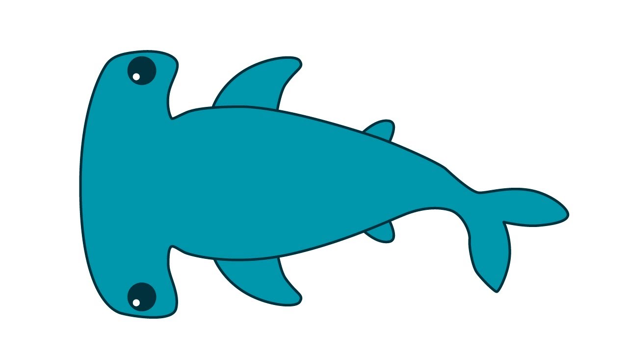 Как нарисовать акулу-молот  пошагово.  Урок рисования для детей