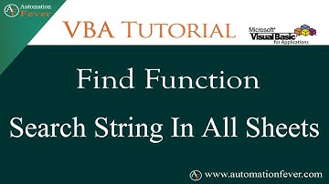 Search String In All Sheets - Find Method | Excel VBA Tutorial in Hindi