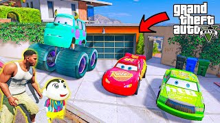 Franklin & Shinchan Stealing LIGHTNING MCQUEEN CARS In GTA5 | Shinchan Collecting DISNEY CARS