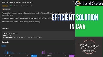 926. Flip String to Monotone Increasing - LeetCode Simple Solution in Java | THE CODE WIZARD