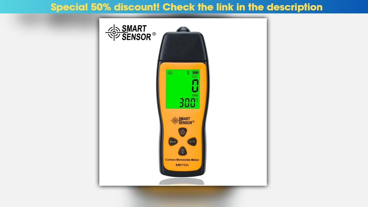 SMART SENSOR AS8700A Handheld Carbon Monoxide Detector 1000ppm CO Meter LCD Sound and Light Alarm