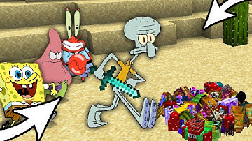 Speedrunner VS 3 Hunters - Spongebob Animation in Minecraft