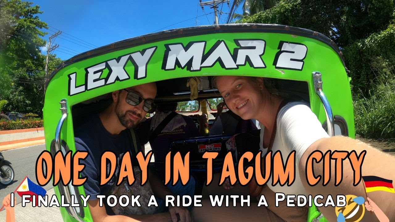 Foreigner spending one day in Tagum City - German woman first time with BUS & PEDICAB + scooter tour