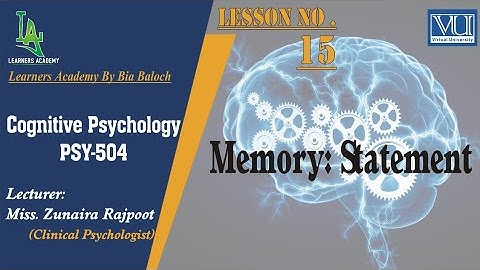 Cognitive Psychology (PSY504) VU | Lecture No.15 | Learners Academy By Bia Baloch