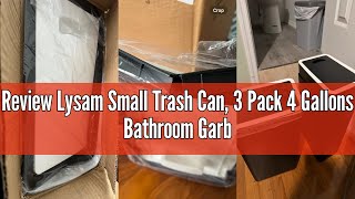 Review Lysam Small Trash Can, 3 Pack 4 Gallons Bathroom Garbage Can with Lid Press-Top, Small Waste