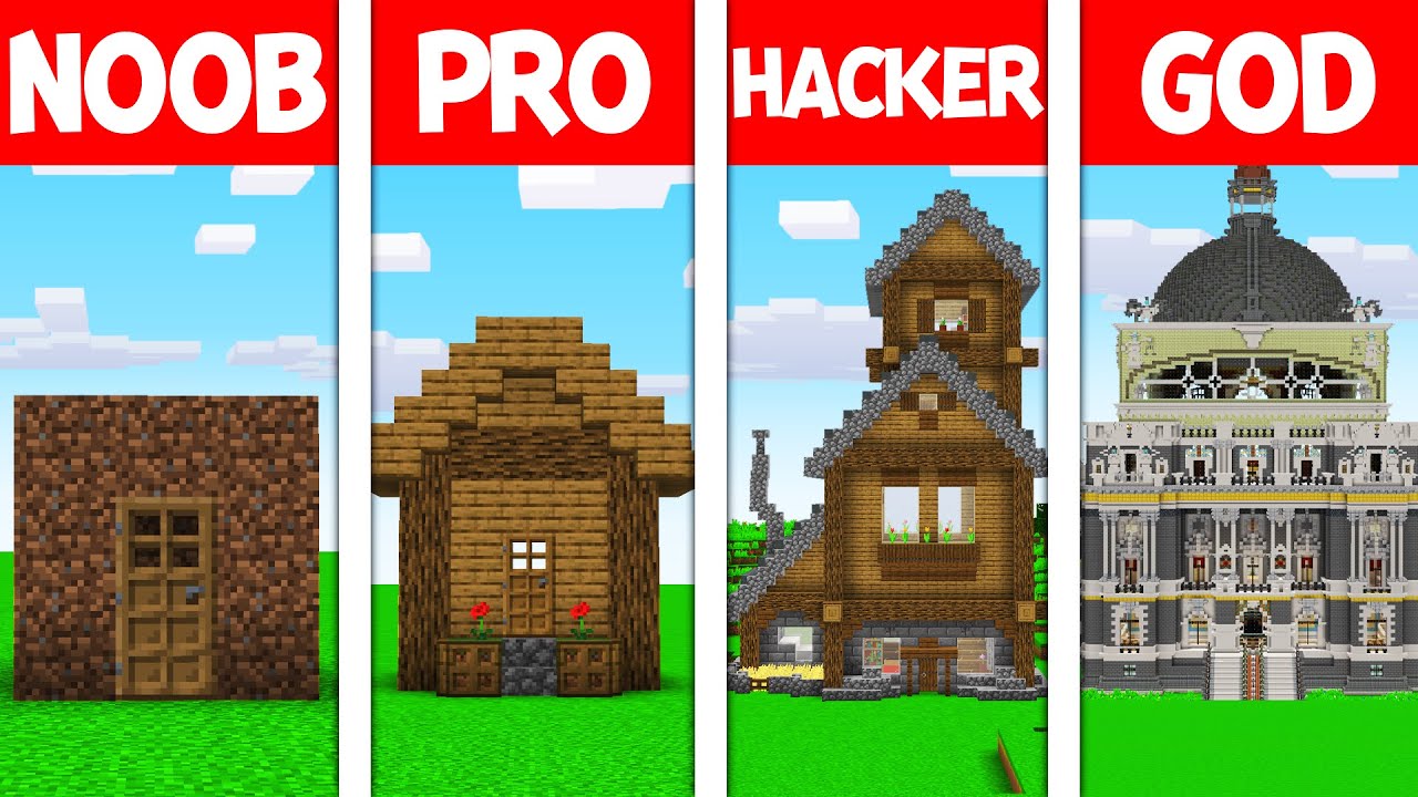 NOOB vs PRO vs HACKER vs GOD: I CHEATED in a Build Challenge! (Minecraft)