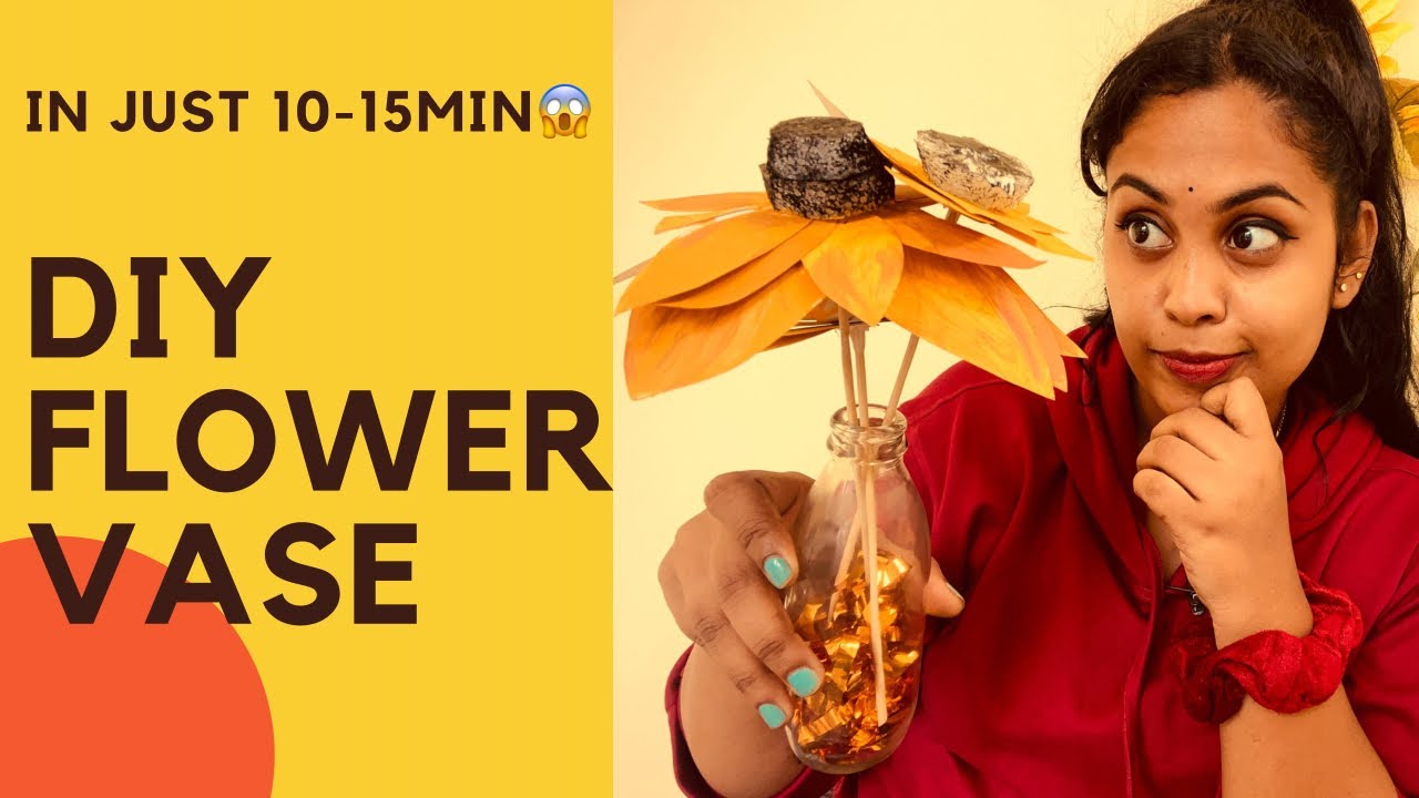 DIY FLOWER VASE in 1015minutes with minimum essentials 😃 YouTube