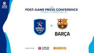 Anadolu Efes - FC Barcelona #EuroLeague 2021-2022 RS R13 Press Conference