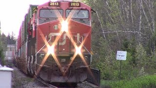 Late CN Intermodal Stack Train 121 w/DPU at Berry Mills, NB