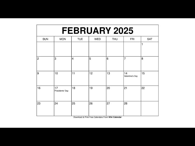 Free Printable February 2025 Calendar Templates With Holidays - Wiki Calendar - YouTube free-printable-february-2025-calendar-templates-with-holidays-wiki-calendar-youtube