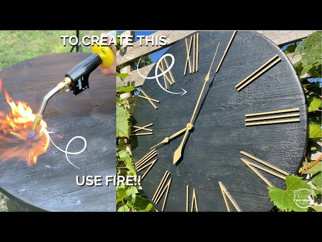 Burning wood to make a cool textured clock ?? // How to