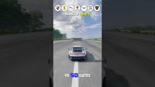 Cars Vs 50 Gates #shorts #beamngdrive #usa #cars #trending #boost #bugatti #porsche #ferrari