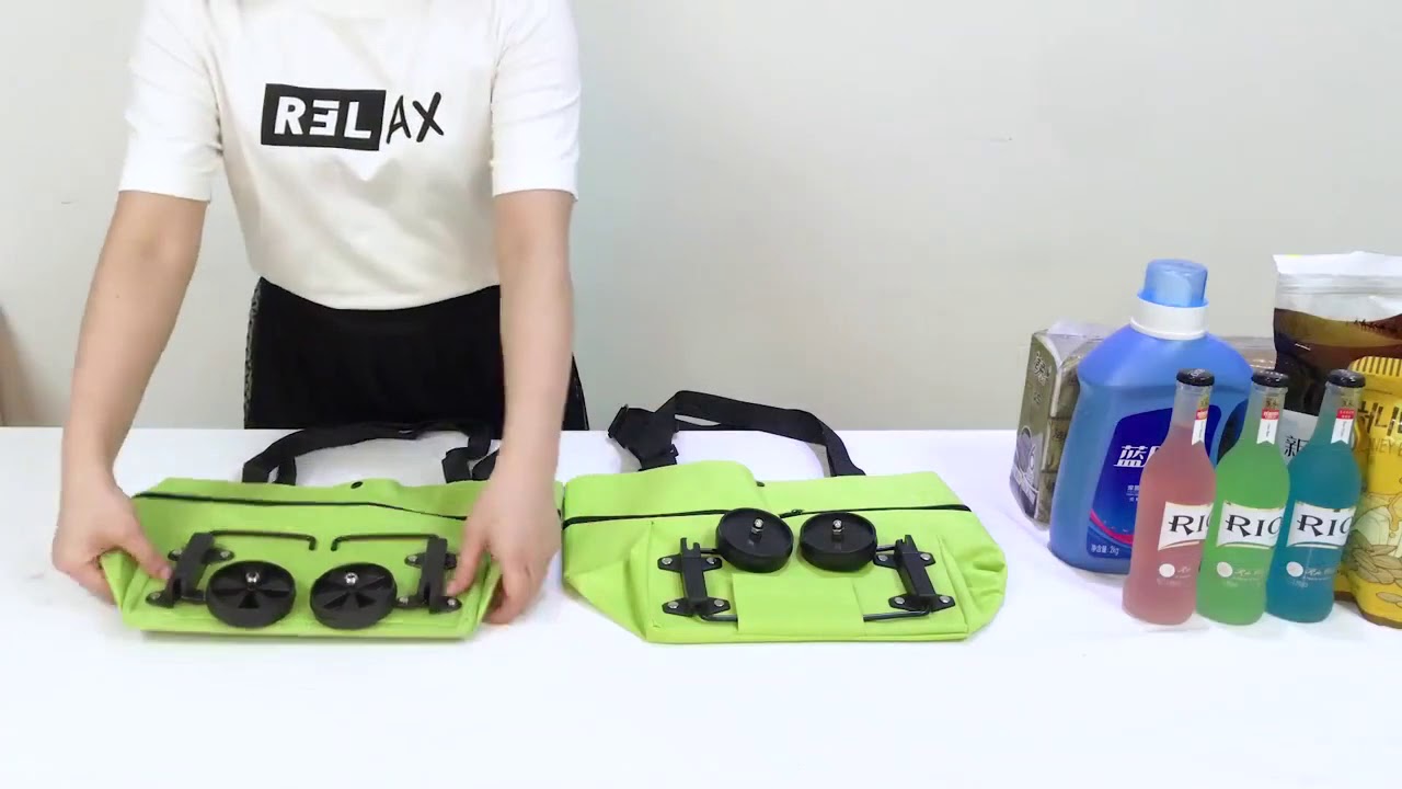 Carrinho de compras saco dobrável com rodas.