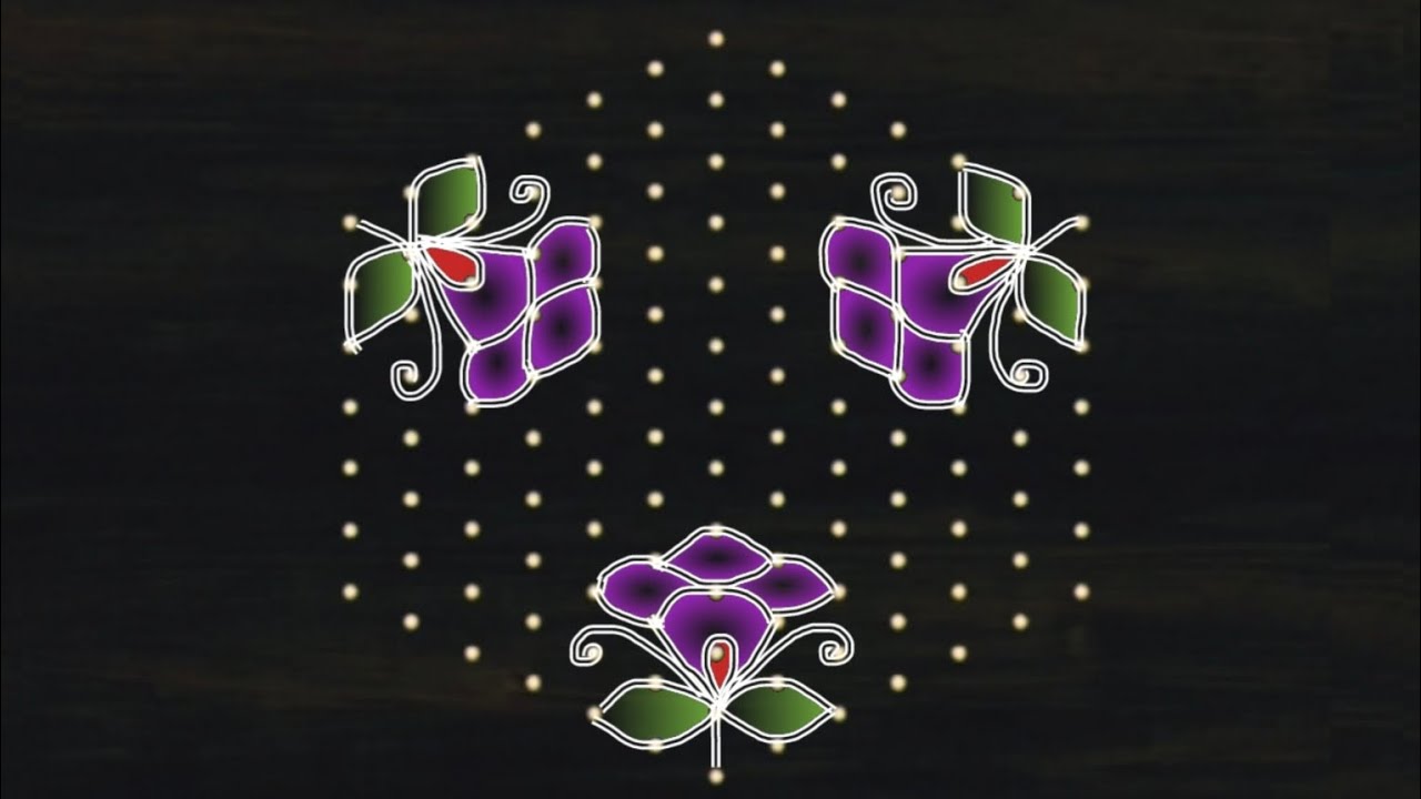 13*7 New Year Rangoli/ Festival Rangoli/  kolam/Simple Design Rangoli/Special Daily Rangoli/Muggulu 