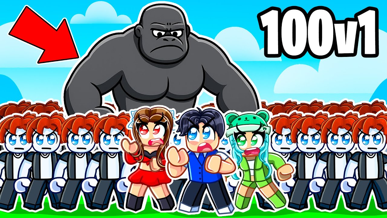100 Players vs 1 GORILLA In Roblox!