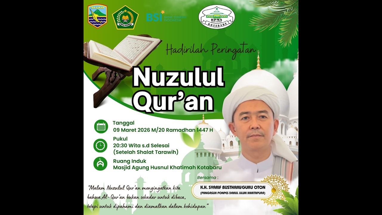 🔴LIVE PERINGATAN MALAM NUZULUL QUR'AN BERSAMA KH SYARIF BUSTHOMI DI MESJID AGUNG HUSNUL KHATIMAH
