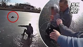 Police bodycam shows NJ officer rescue 11-year-old who fell in frozen lake