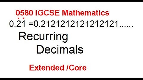 0580 Mathematics Extended/core REVISION "Recurring decimals"
