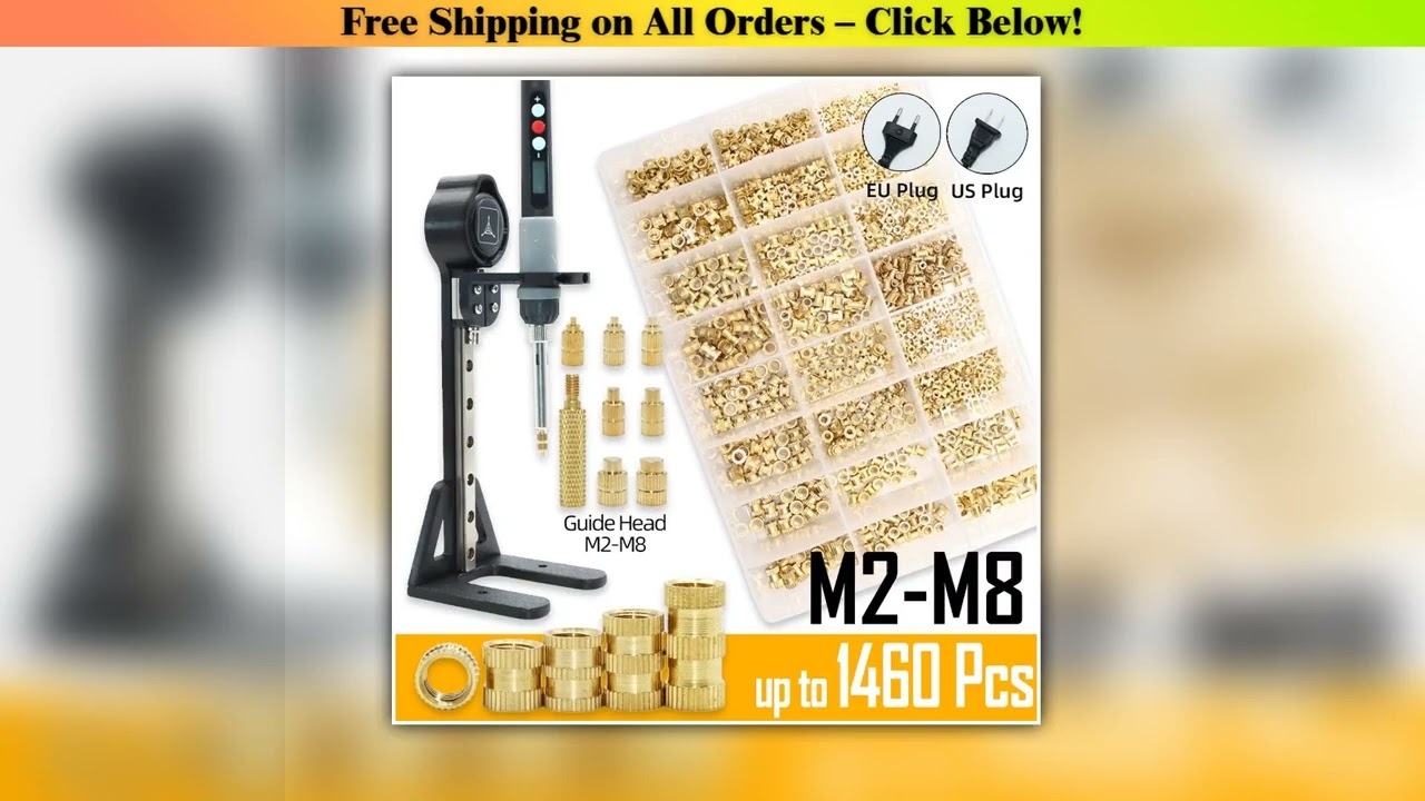 Heat Set Insert Press Tool Electric Soldering Iron Tip M2 M3 M4 M5 M6 M8 Thread Brass Inserts Nut E