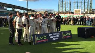 Surrey Cricket Club are crowned Division 2 Champions for 2015