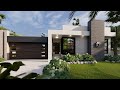 Simple single story modern house design 18mx23m house plan with 4 bedrooms model0069