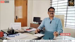 Admission Open Academic year 2026-27 MA in social justice & empowerment Course UOM July 2026