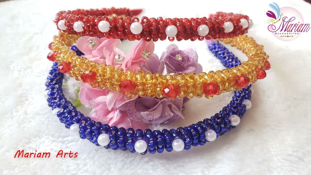 مشروع مربح في العيد من الخرز باقل تكلفة | اصنعي بنفسك أجمل إكسسوار طوق شعر للبنات | مريم عثمان
