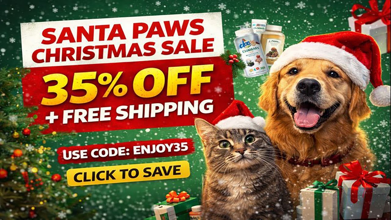 Рождественская распродажа Santa Paws 🎄🐾 Скидка 35% на товары для животных + бесплатная доставка!