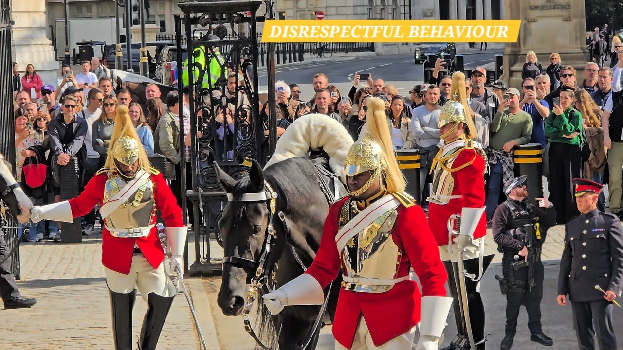 Two Powerful Guards Vs Disrespectful Tourists Today at Horse Guards 