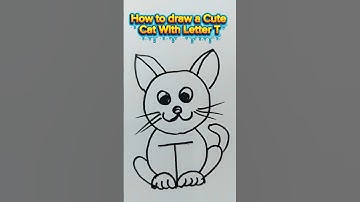 How to draw a cute Cat with Letter T#trending #drawing #easydrawing #viralvideo #art #youtubeshorts