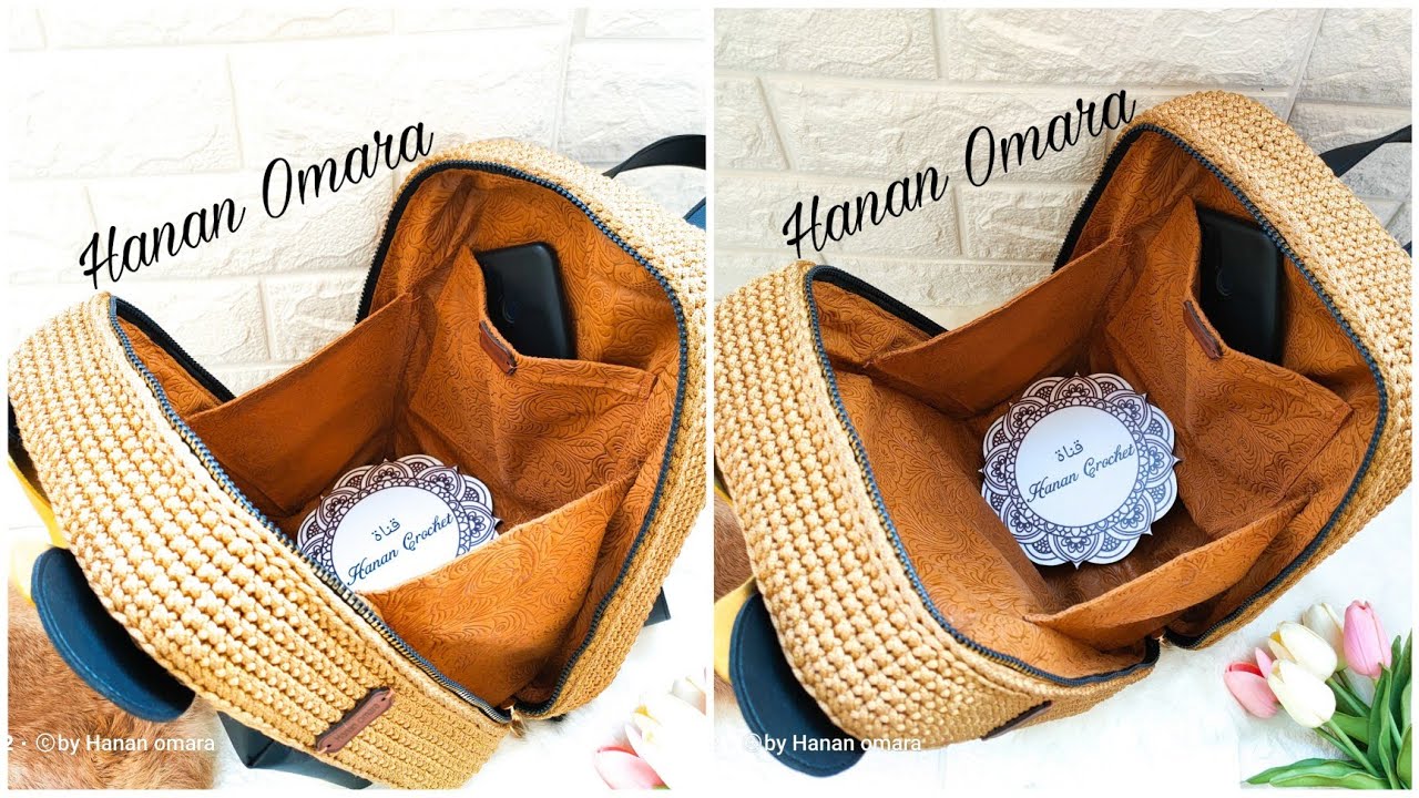 كروشيه بطانة الشنطةبجوانب./مروحة باحترافية وكل الاسرار.Hanan crochet