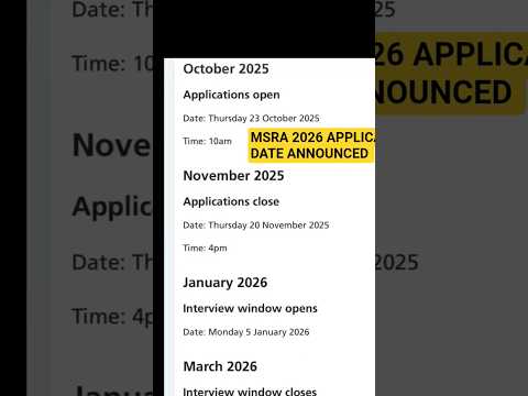 MSRA 2026 Application Date Announced Msra Shorts