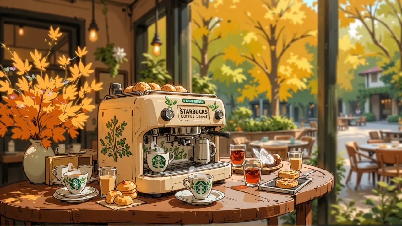 ☕ Coffee, Calm & Crisp Leaves | Starbucks Lofi & Autumn Treats ~ Chill Lofi Beats to Study , relax