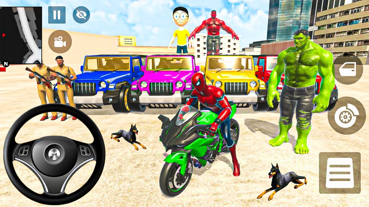 🦚 Indian Thift Auto Android Game 🌿 SuperMan & Spiderman Game😍G- Wagon & McQueen Car & Bike Showroom