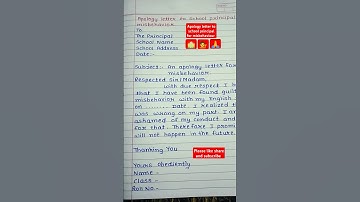 Apology letter to school principal for misbehavior 🏫💁🙏 #shorts #youtubeshorts #shortsfeed #short