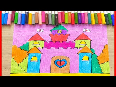 Hướng dẫn vẽ lâu đài cổ tích đơn giản cho bé - How to draw a simple fairy castle (Lisa channel)